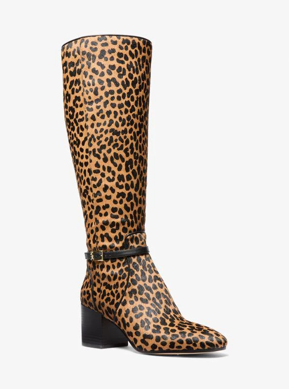 Michael Kors Ella Leopard Print Calf Hair Block Heel Boot 1