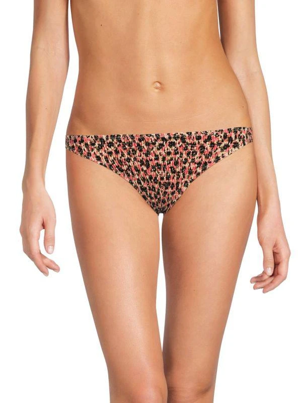 Tanya Taylor Valencia Print Smocked Bikini Bottom 1
