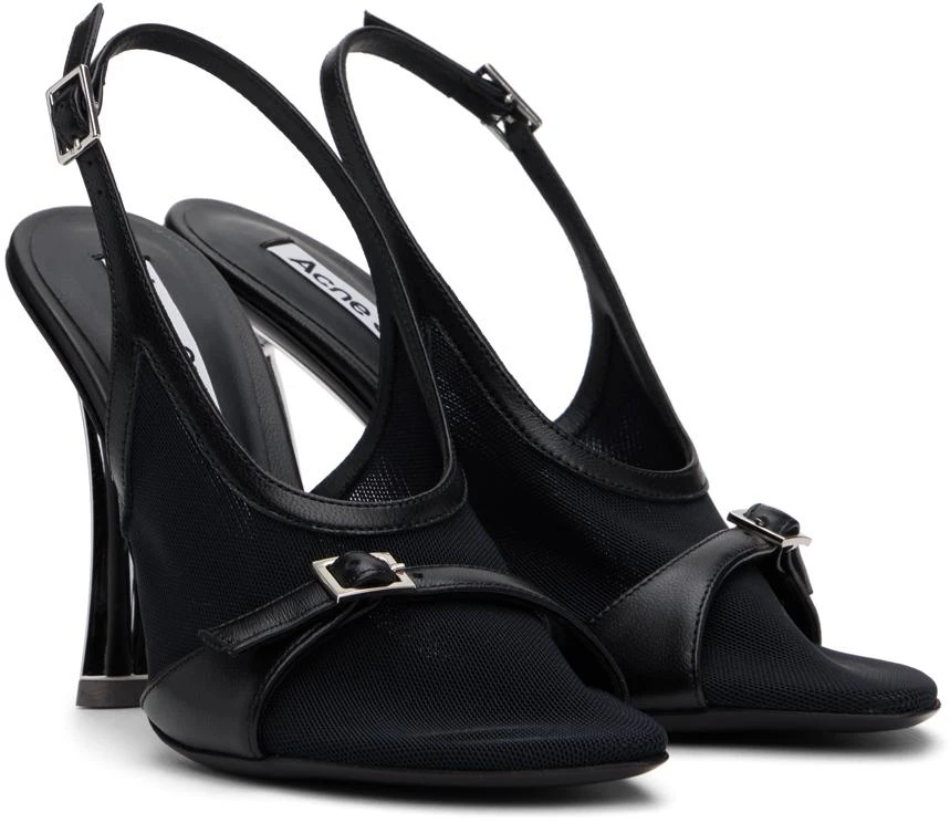 Acne Studios Black Mesh Slingback Heels 4
