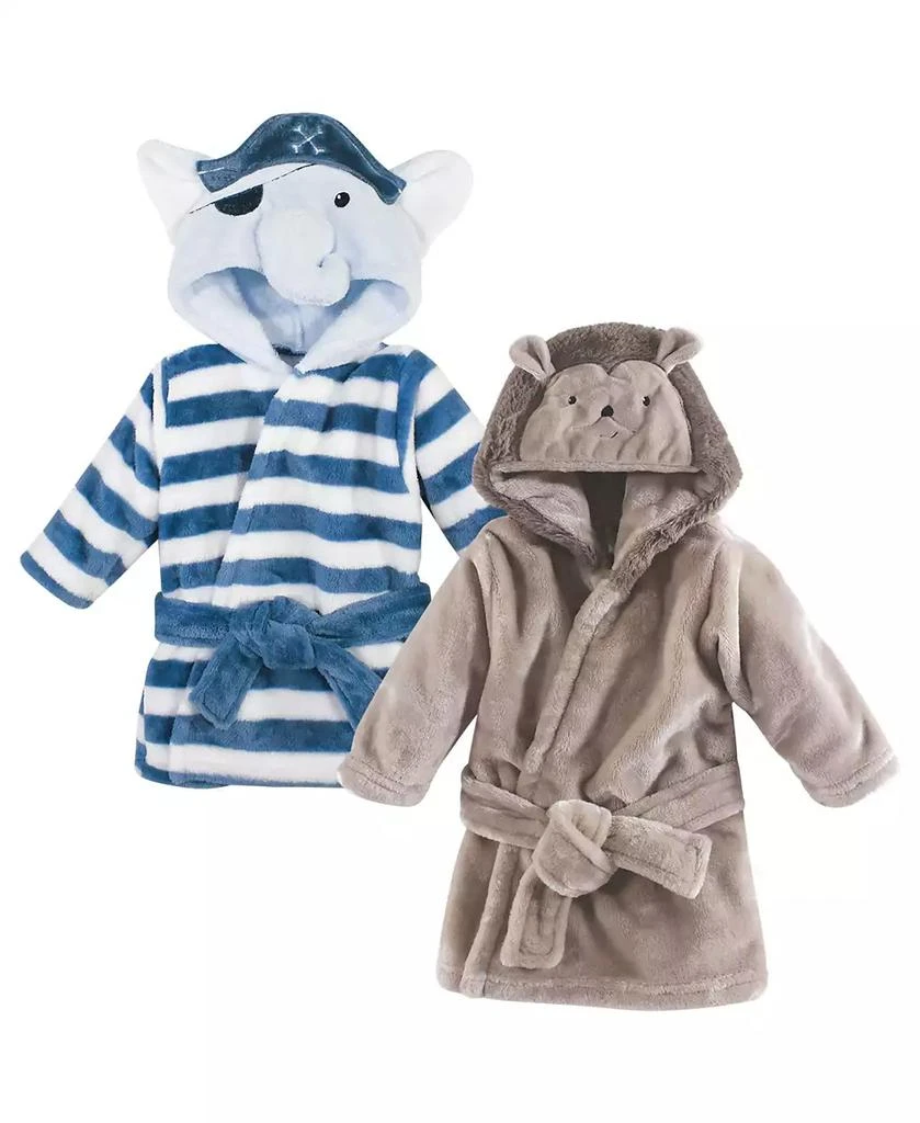 Hudson 2Pc Plush Animal Face Bathrobe, Triceratops Handsome Bear