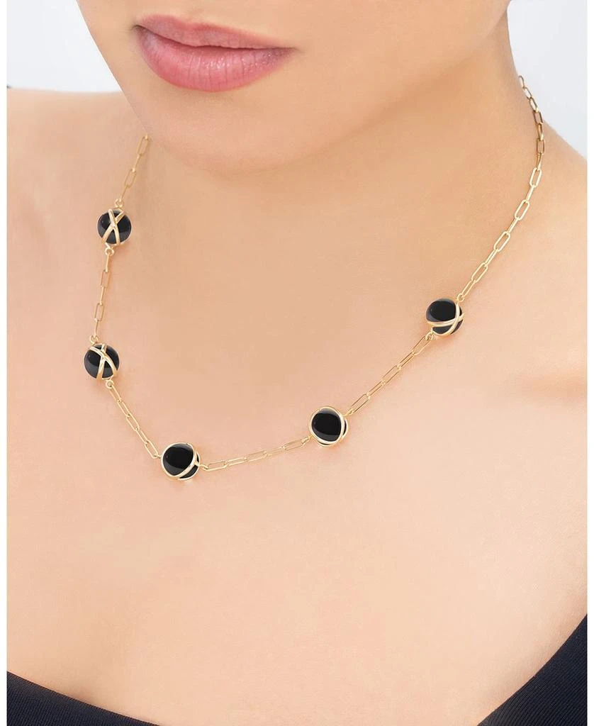 L. Klein 18K Yellow Gold Prisma Black Agate Paperclip Chain Necklace, 16" 2