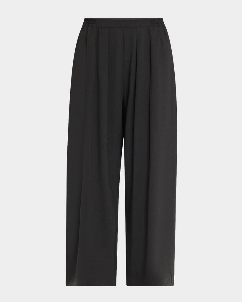 Eskandar Pleated Stretch Wool Straight-Leg Crop Trousers 1