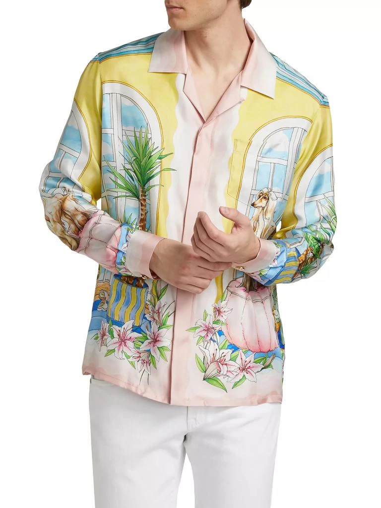 Casablanca Silk Satin Cuban Collar Printed Shirt 3