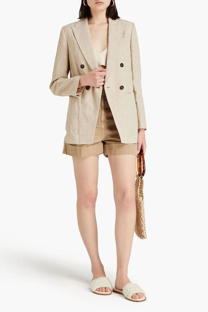 Brunello Cucinelli Double-breasted pinstriped linen blazer 2
