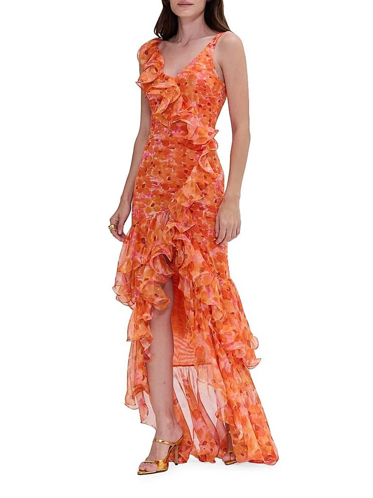 PatBO Myosotis Floral Chiffon & Tulle Ruffle Gown 3