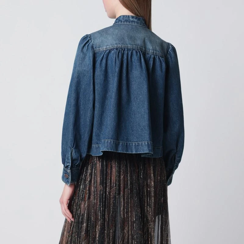 Chloé Indigo blue gathered denim jacket 3
