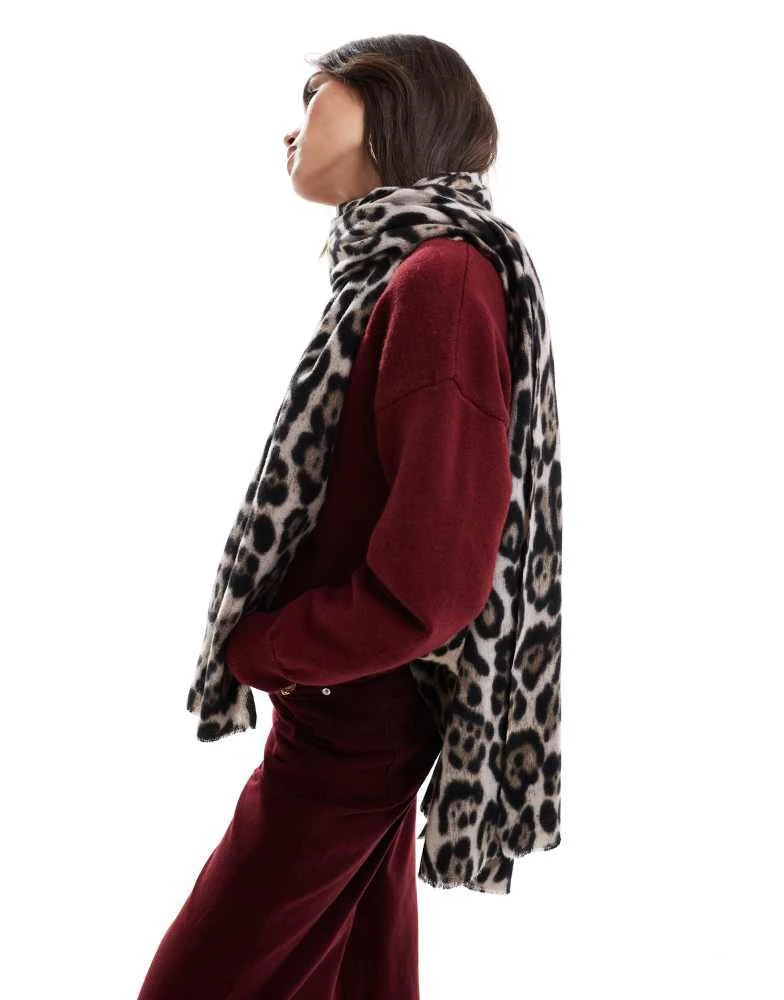 ASOS ASOS DESIGN oversized leopard print scarf 1