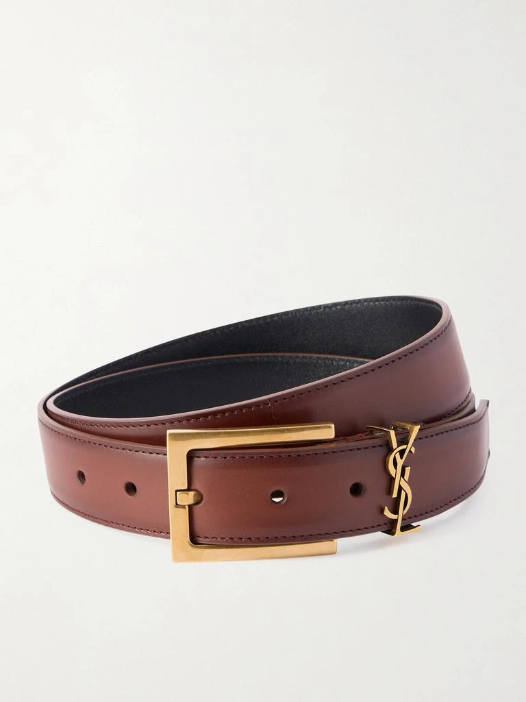 Yves Saint Laurent Cassandre Embellished Leather Belt