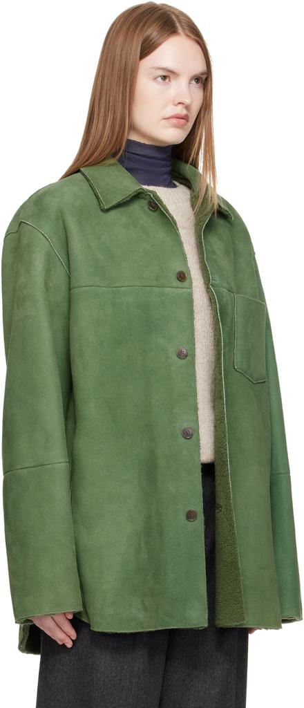 AURALEE Green Merino Mouton Shearling Shirt Jacket - Jackets
