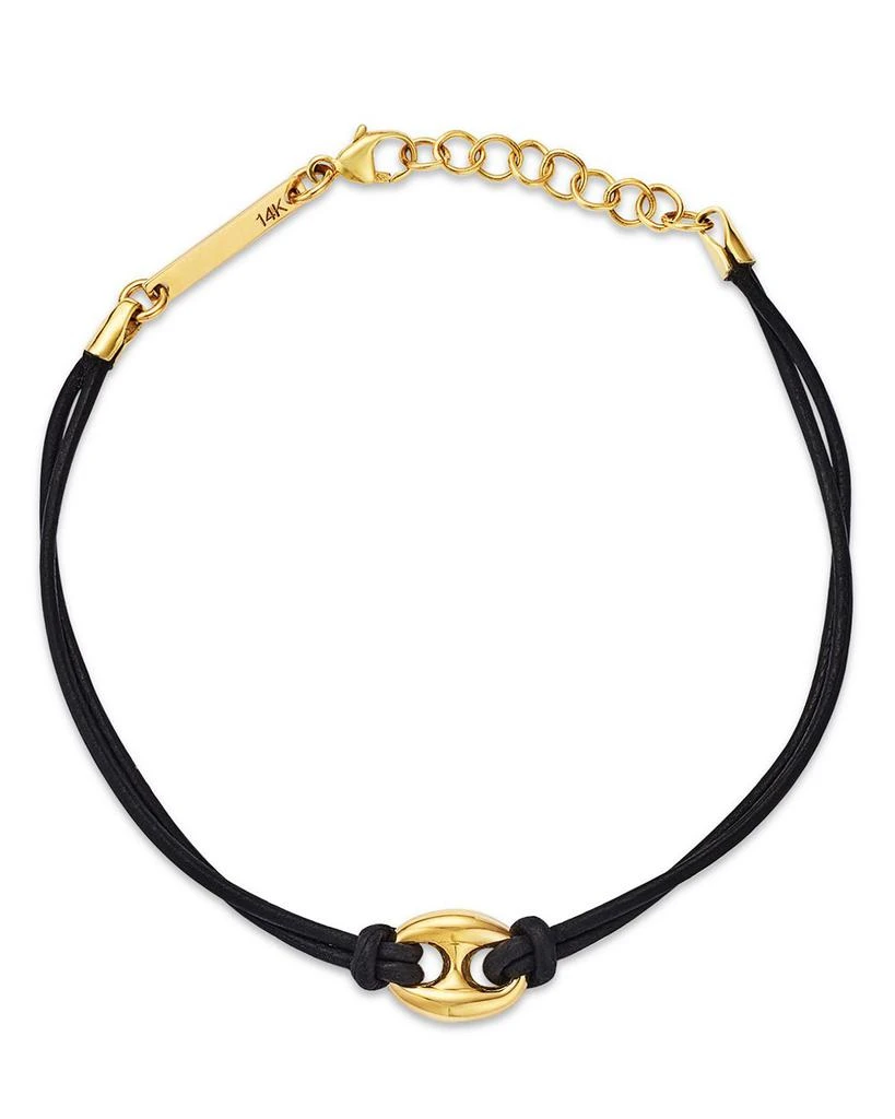 Zoe Chicco 14K Yellow Gold Heavy Metal Mariner Link Leather Bracelet 1