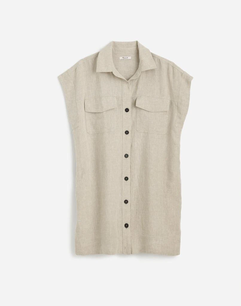 Madewell Utility Short-Sleeve Mini Shirtdress in 100% Linen 6