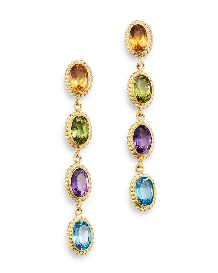 Bloomingdale's Multi-Gemstone Oval Bezel Set Drop Earrings in 14K Yellow Gold - Exclusive