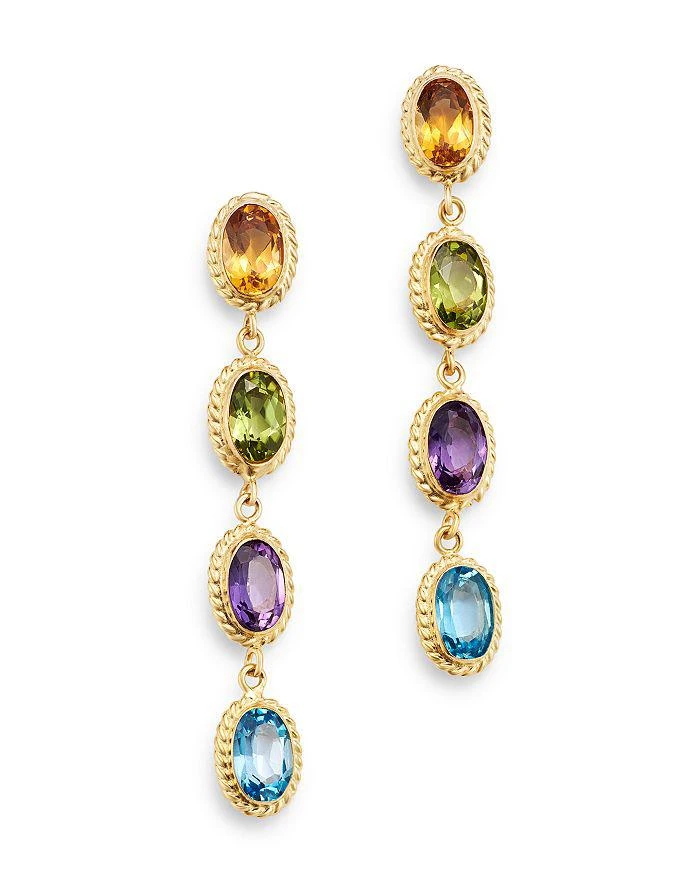 Bloomingdale
s Multi-Gemstone Oval Bezel Set Drop Earrings in 14K Yellow Gold