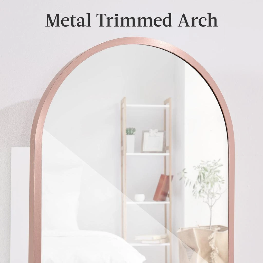 Best Choice Products Door/Wall Mounted Arch Mirror Jewelry Armoire, w/ Metal Frame, Lockable Door - Rose Gold 3