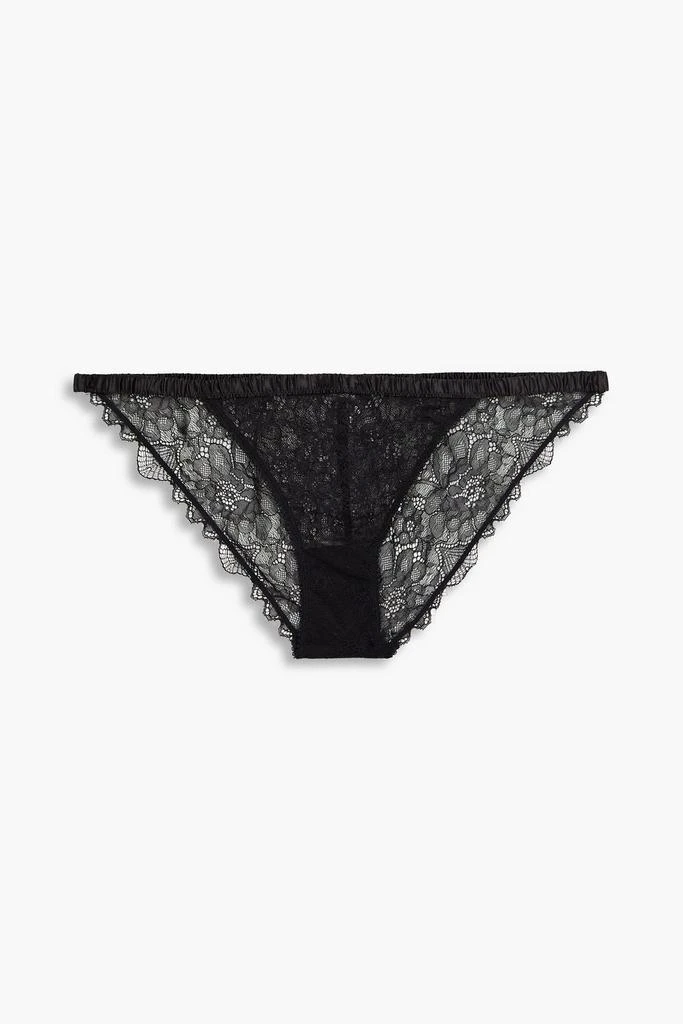 LOVE STORIES Satin-trimmed guipure lace low-rise briefs 1