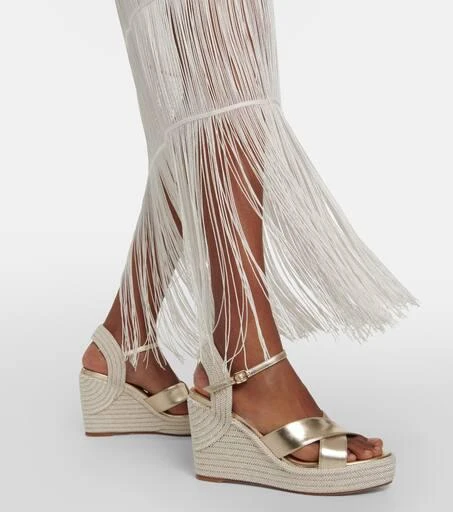 Jimmy Choo Dellena 100 metallic leather wedge sandals 4