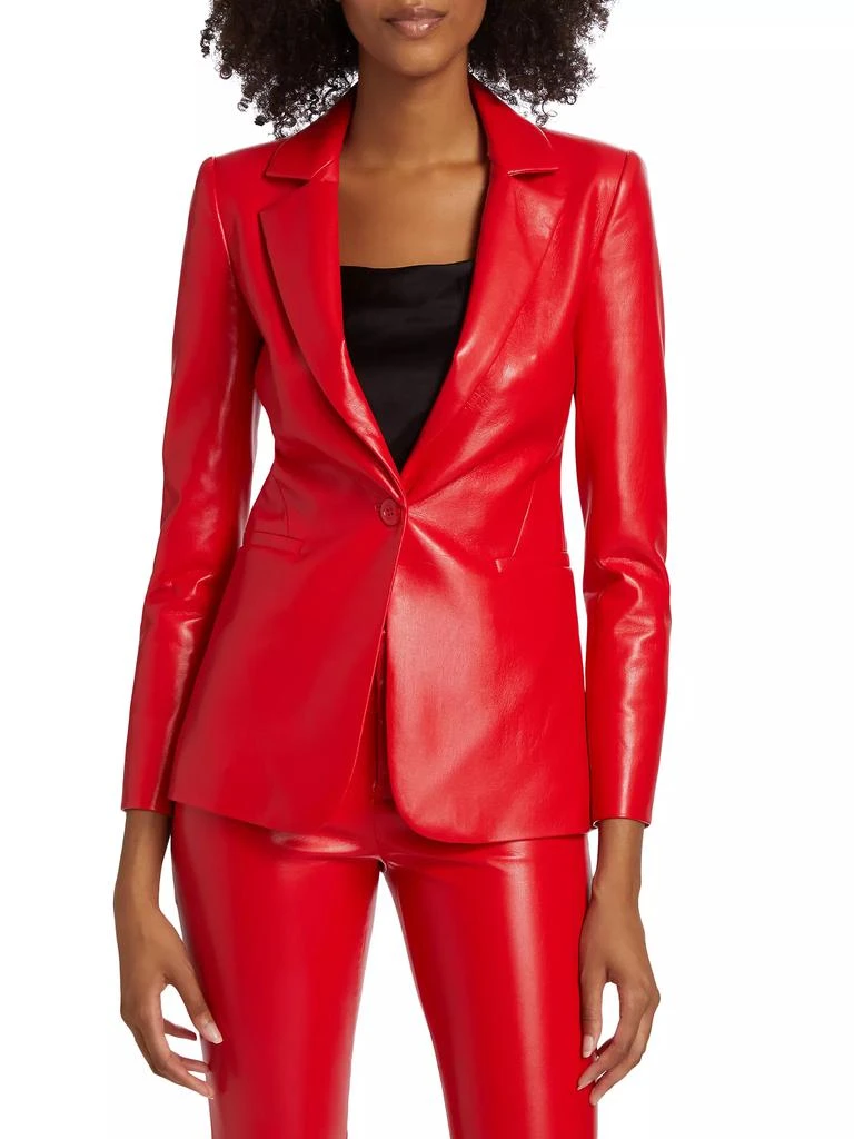 Alice + Olivia Macey Faux-Leather Fitted Blazer 3