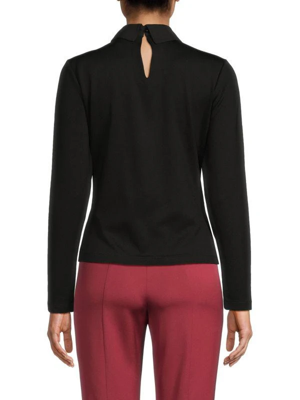 Lea & Viola Long Sleeve Embellished-Collar Top 2