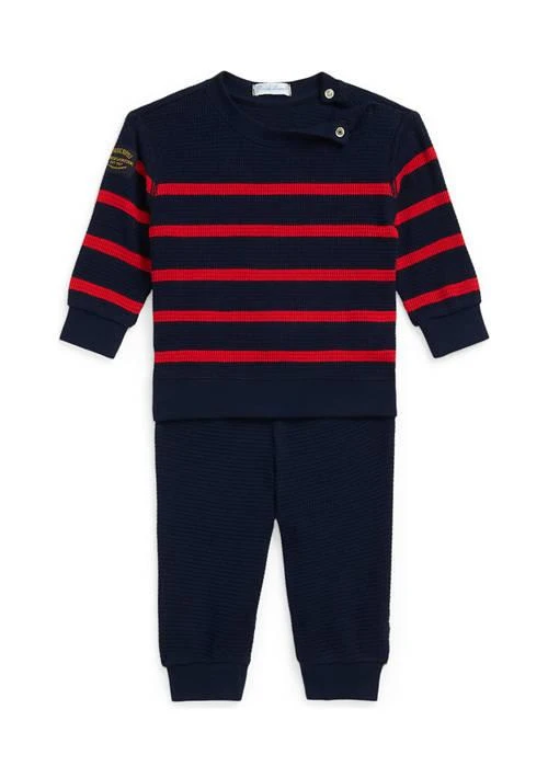 Ralph Lauren Lauren Childrenswear Baby Boys Waffle Knit Sweater And Pants Set 1