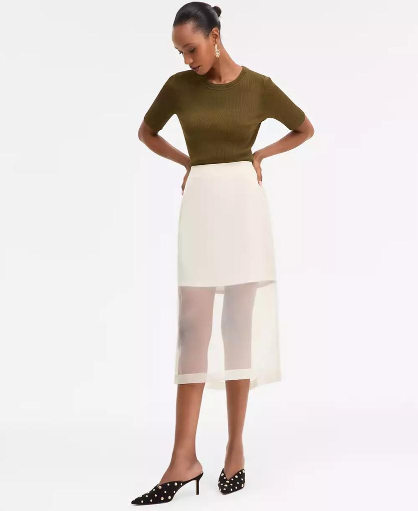 AURALEE Blue & White Airy Smooth Cashmere Maxi Skirt - Dresses