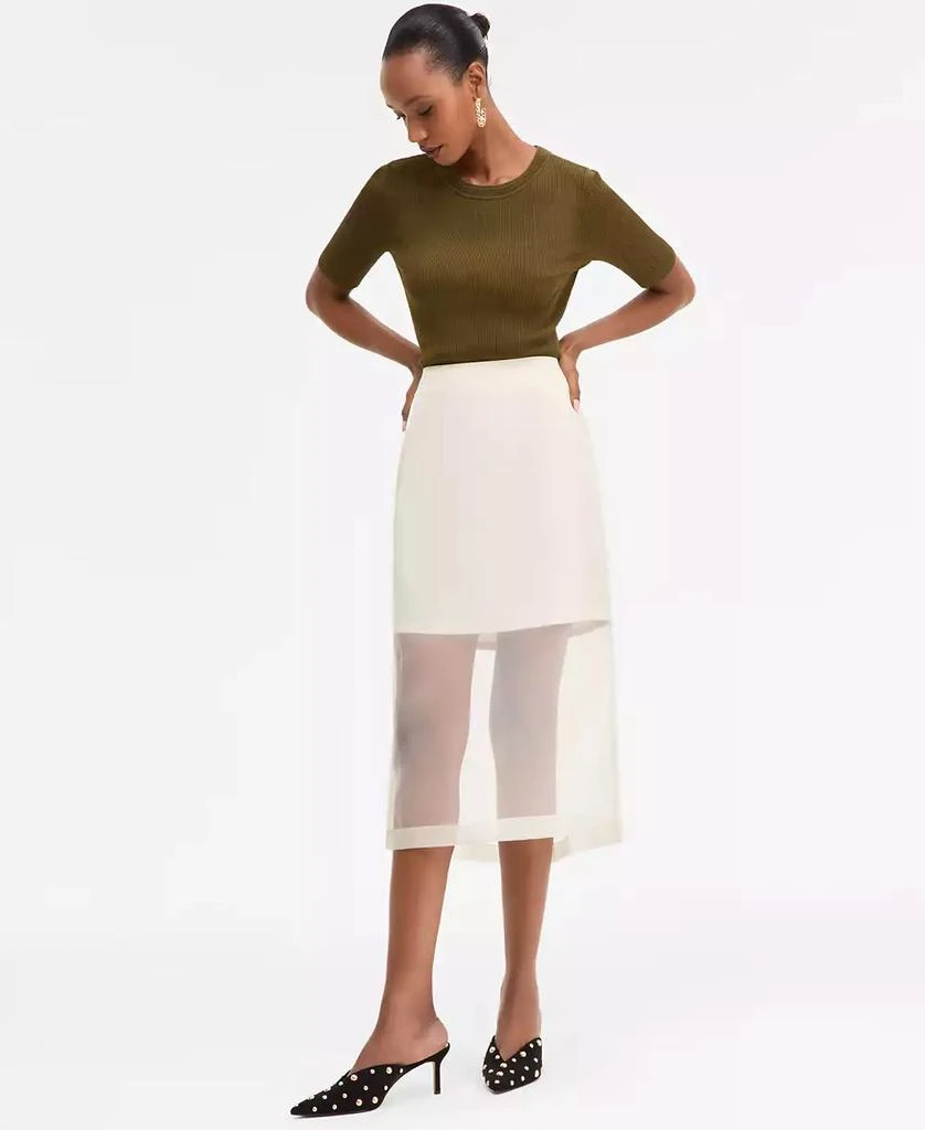 INC International Women's Sheer-Hem Midi Skirt, Macy's Exclusive