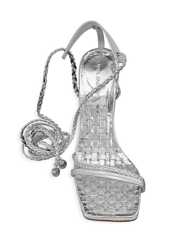 Paul Andrew Braided Leather Lace-Up Sandals 5