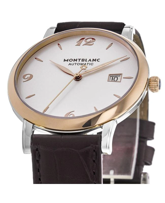 MontBlanc Montblanc Star Classique Automatic Gold Bezel Silver Dial Leather Strap Men's Watch 112145 3