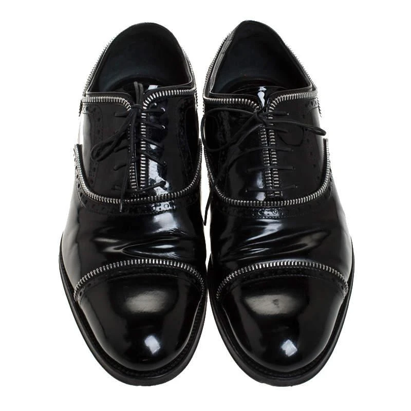 Louis Vuitton Louis Vuitton Black Patent Leather Lace Up Oxfords Size 41.5 3