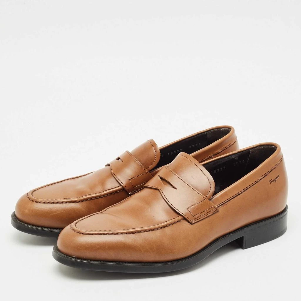 Salvatore Ferragamo Brown Leather Penny Loafers Size 40.5  display picture 1