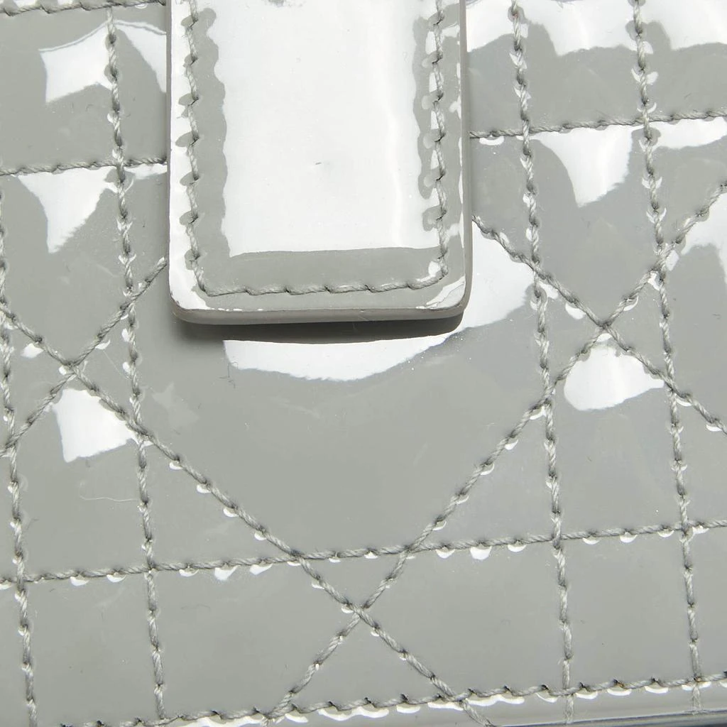 Dior Dior Grey Cannage Patent Leather Lady Dior 5 Gusset Card Holder 5