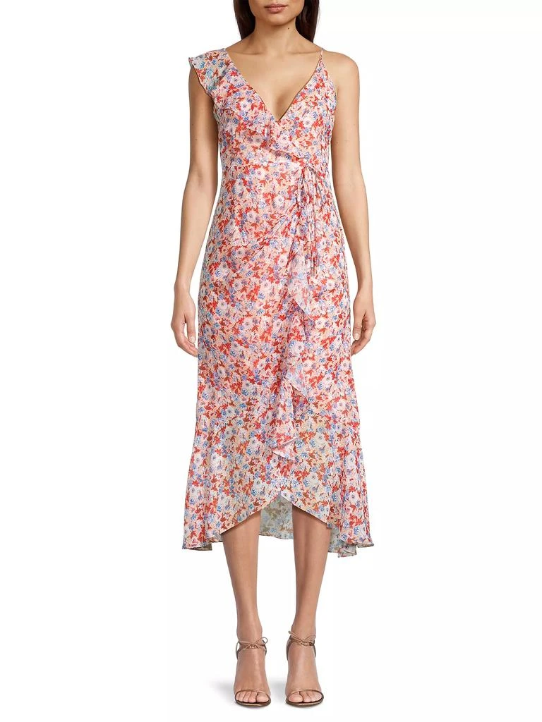 Laundry by Shelli Segal Asymmetric Floral Ruffle Midi-Dress 3