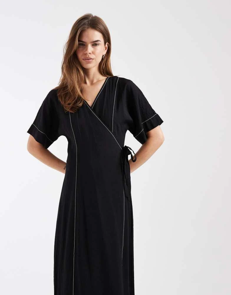 Object Object long wrap maxi dress in black with cream contrast stitch -  Dresses & Skirts - Compare Prices from 9+ Stores - Free Shipping -  BeyondStyle