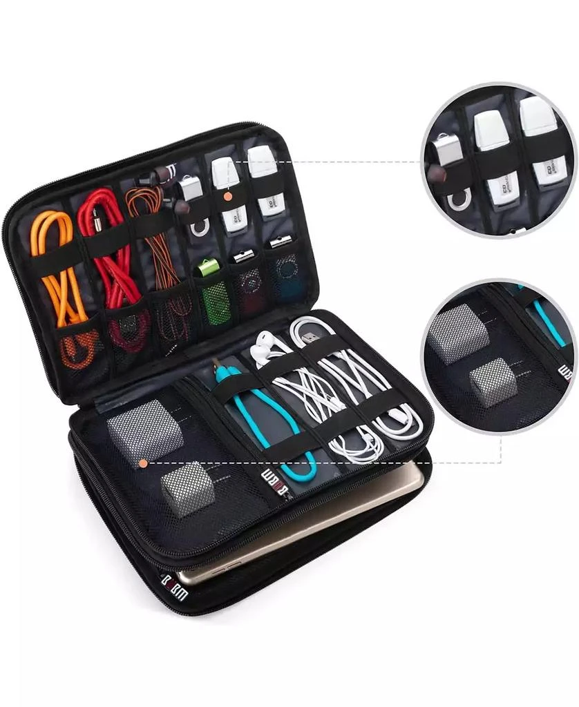 BUBM Gray Electronics Organizer - Medium Double Layer Travel Storage Bag for iPad Mini, Cables, USB Drives, Chargers & Tech Accessories 4