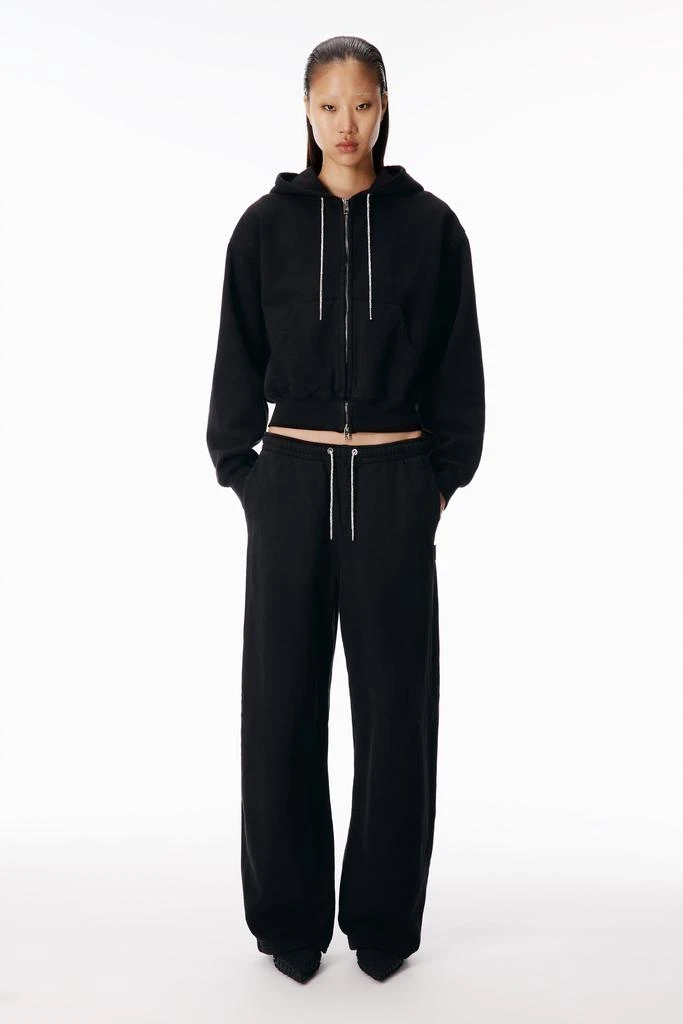Alexander Wang Crystal Hotfix Drawcord Zip-Up Hoodie 5