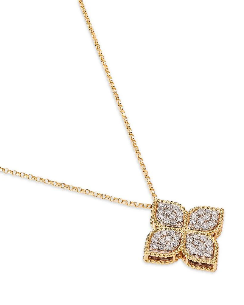 Roberto Coin 18K White 
Yellow Gold Princess Flower Diamond Pendant Necklace, 16-18" 3