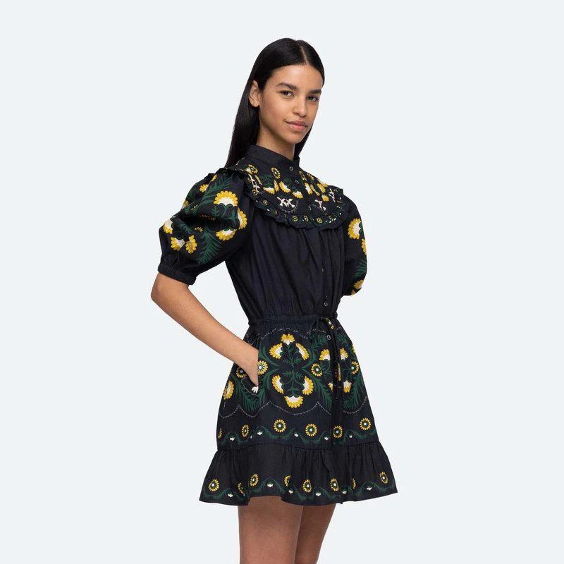 Sea Women Perle Print Puff Sleeve Pleated Ruffled Mini Dress 2