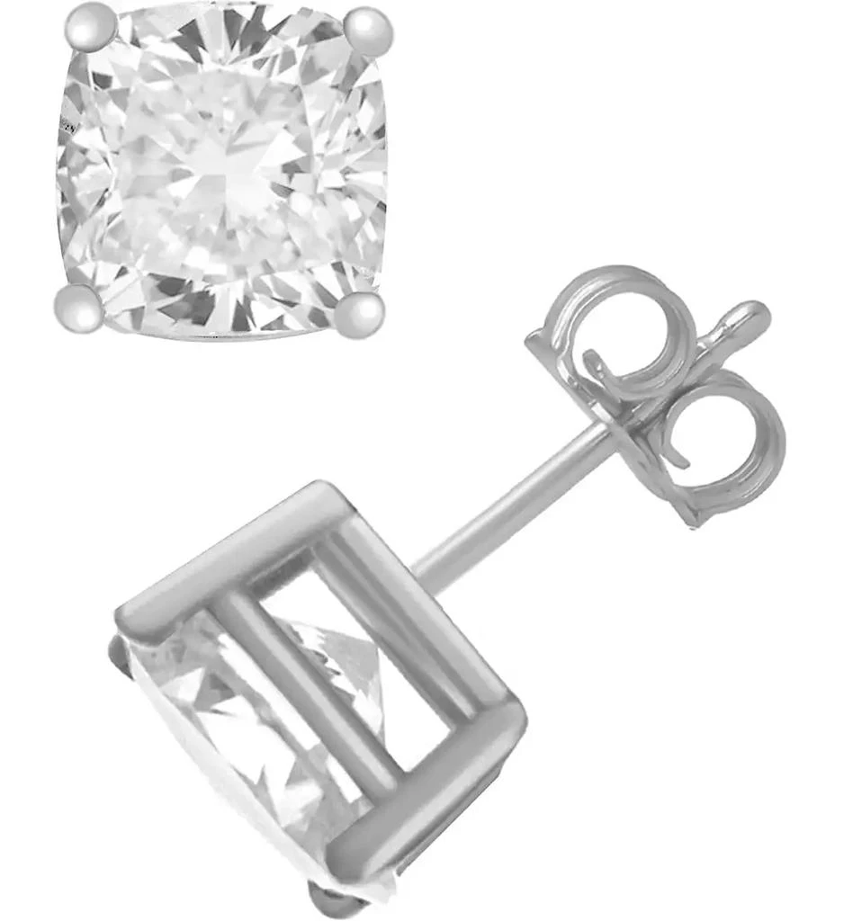 Essentials Cubic Zirconia Cushion Stud Earrings in Silver and Gold Plate 1