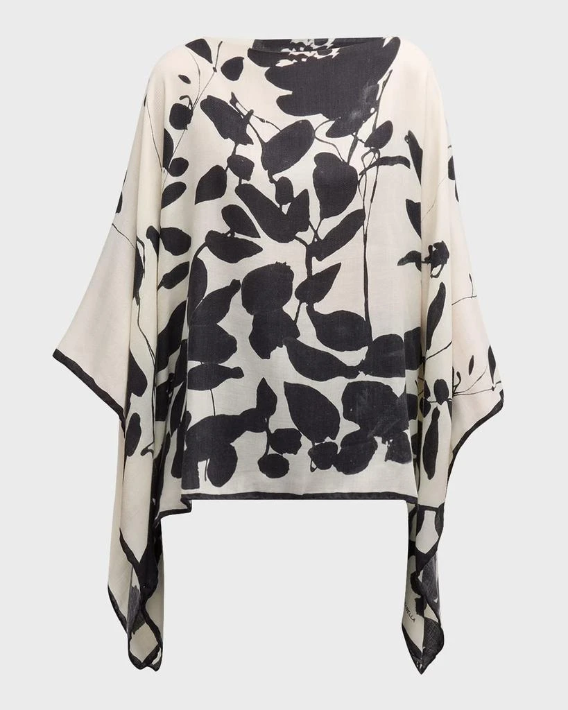 Rani Arabella Placed Flower Cashmere-Blend Printed Poncho 1