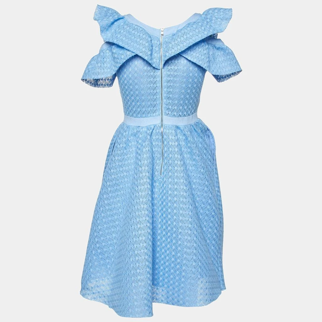 Maje Maje Blue Lace Reglisse Ruffled Cold Shoulder Dress S 2