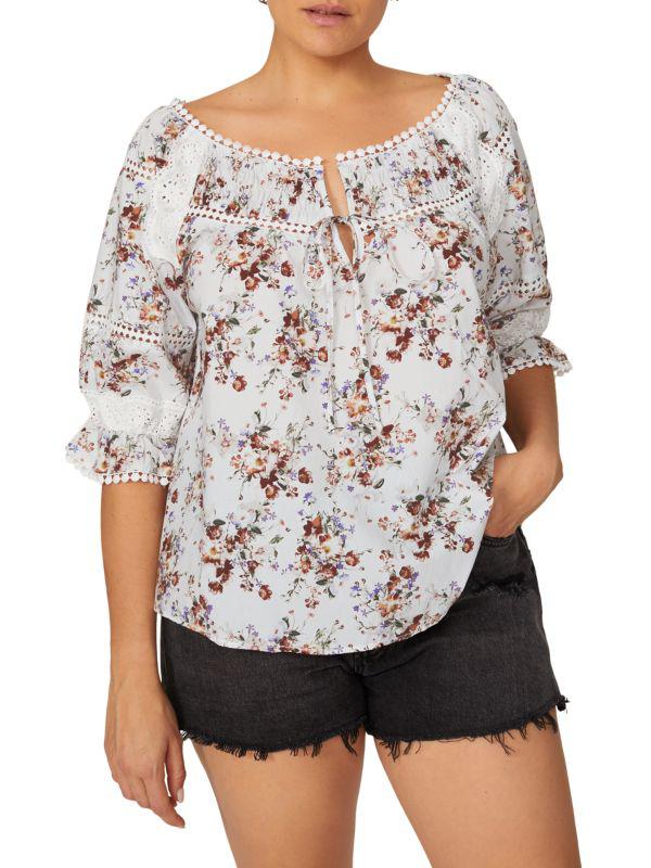 MARISSA WEBB Floral Inset Tie Top