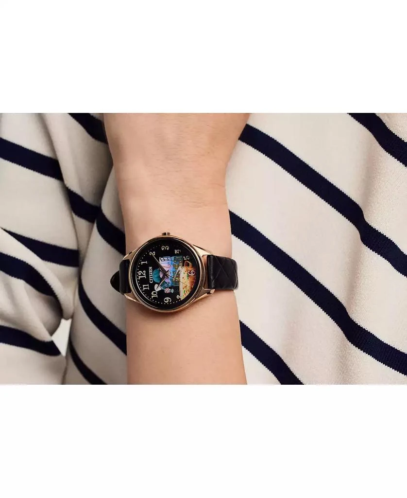 Citizen Eco-Drive Women's Pixar Ratatouille Black Quilted Leather Strap Watch 37mm 4