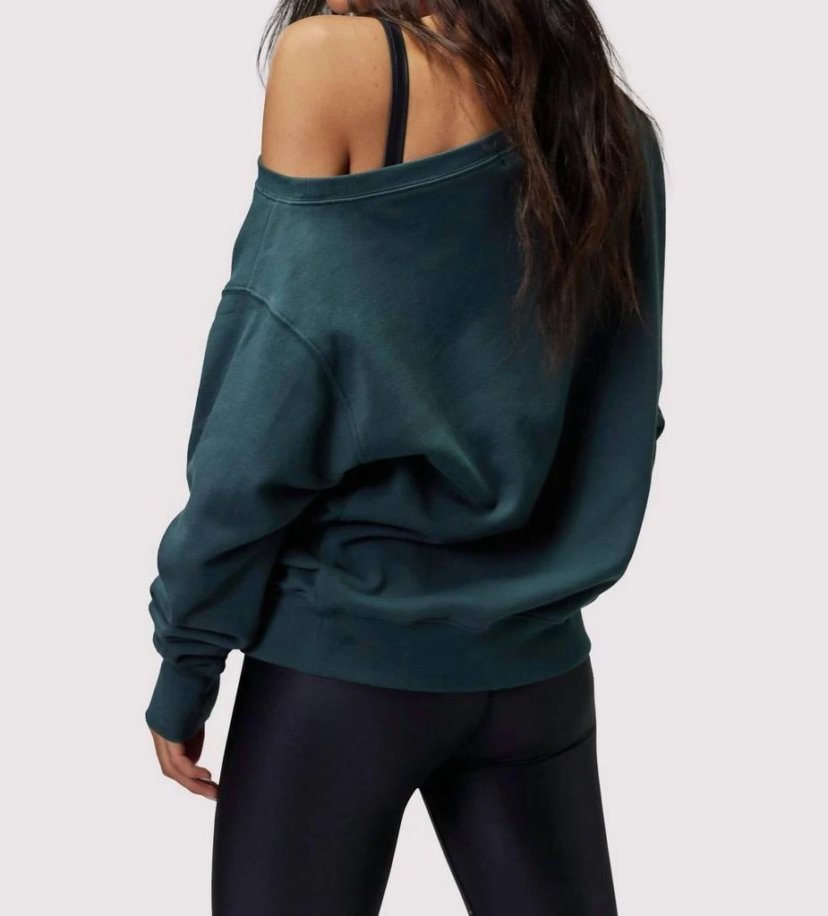 Spiritual Gangster Vida Off Shoulder Sweatshirt In Deep Forest 2
