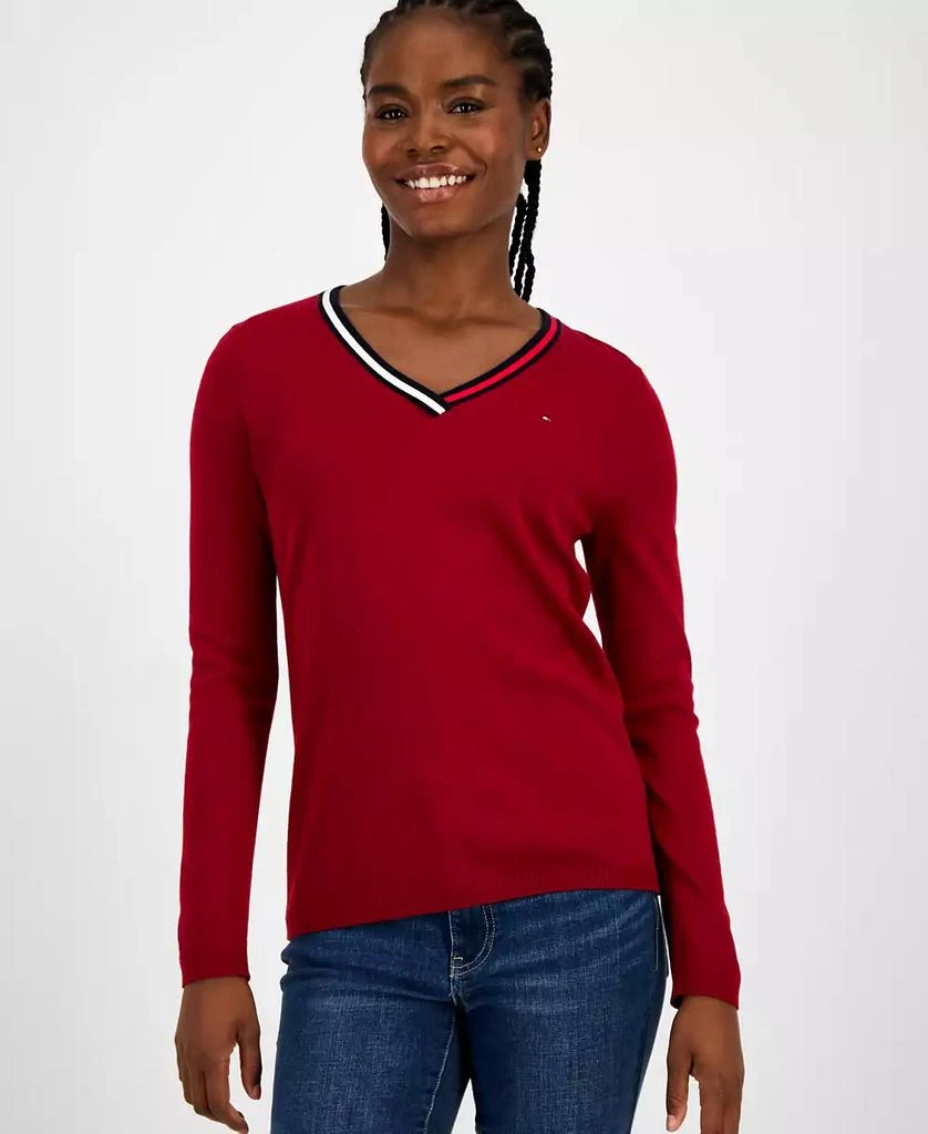 Tommy Hilfiger Women
s Cotton V-Neck Sweater