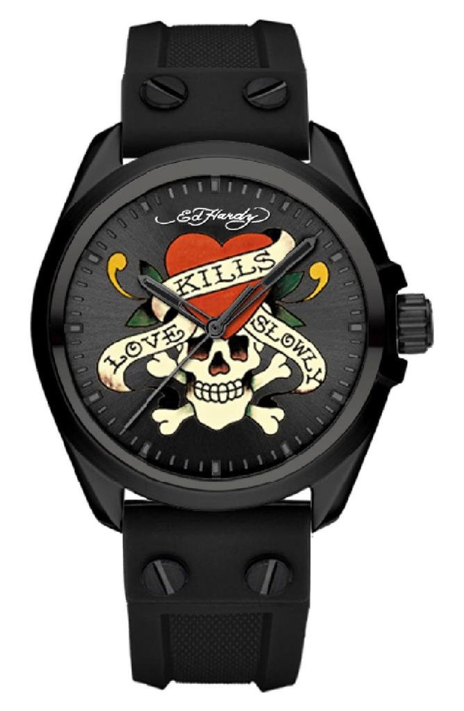 Ed Hardy x Ed Hardy Singles Silicone Strap Watch, 38mm