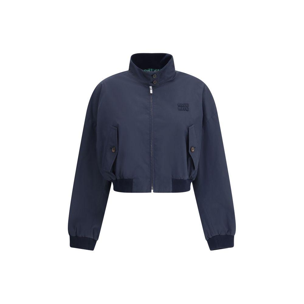 Miu Miu ジャケット ネイビー/ベージュ Miu Miu Oversized Cotton Blouson Jacket - Neutrals