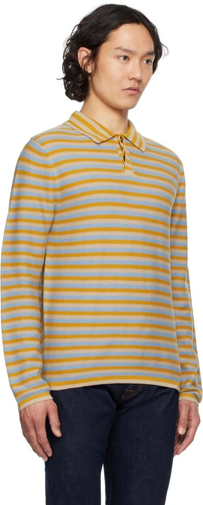 Paul Smith Yellow & Blue Faded Stripe Knitted Cotton Polo 2