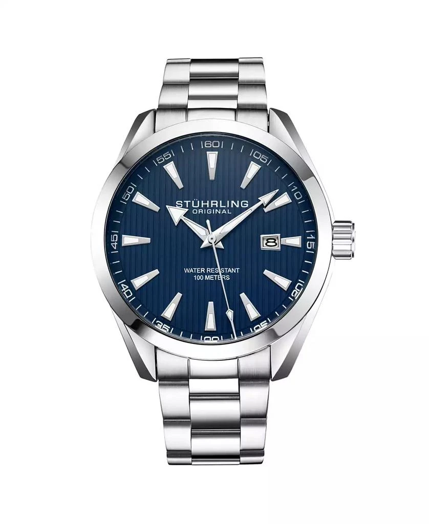 Stuhrling Men's Silver Tone Stainless Steel Bracelet Watch 42mm 1