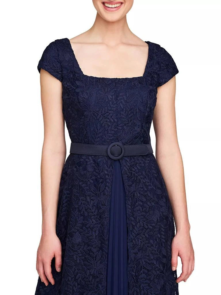 Kay Unger Claudia Lace-Chiffon Pleated Gown 6