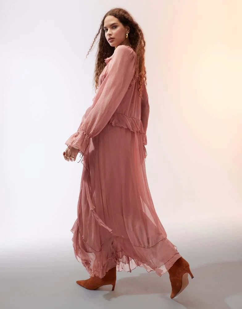 green emerald velvet dress Miami Luxe Ruffle Sleeve Maxi Dress | Koy Resort