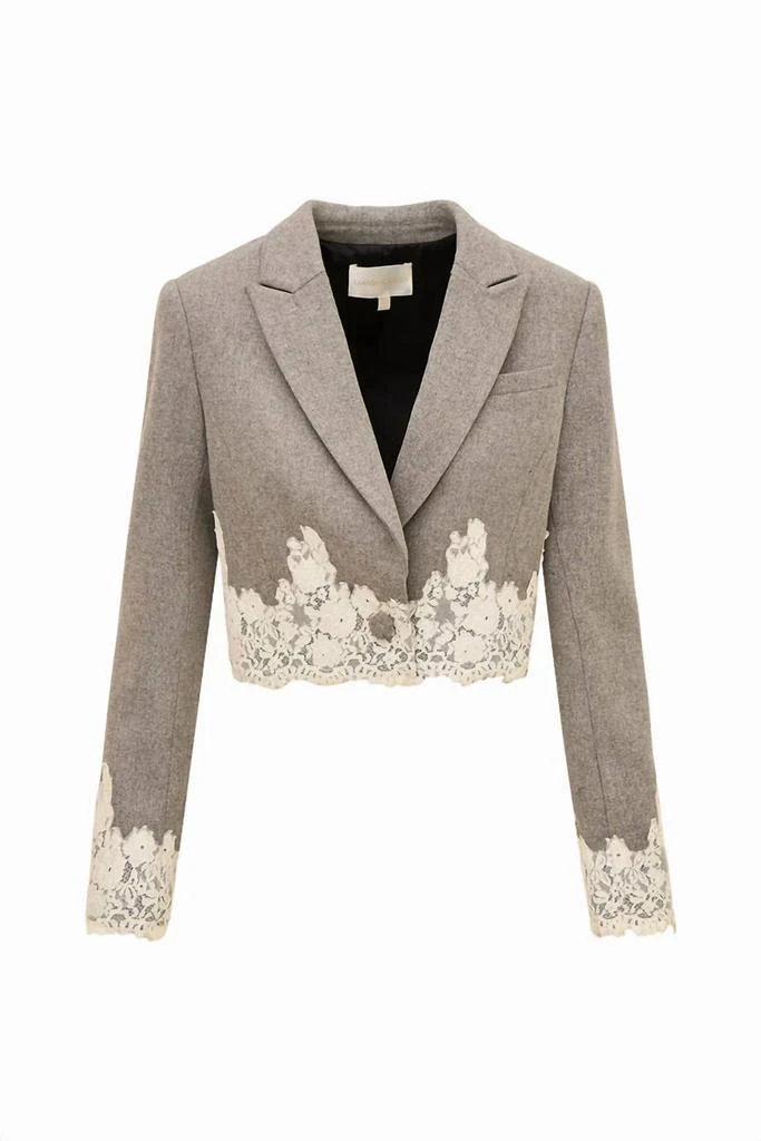 LOVESHACKFANCY Loveshackfancy - Icarus Cropped Lace Trimmed Blazer 2